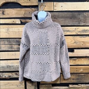 Prana Textured Knit Cowl Neck Sweater in Taupe